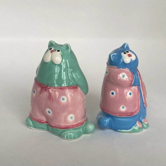 Fitz and Floyd 1985 Fantasy Fair Cats in Pyjamas Salt and Pepper Shakers - Picture 6 of 8